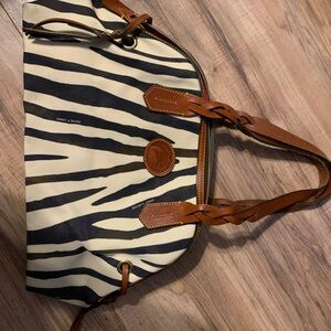 Zebra Print Tote Bag with Brown Accents
